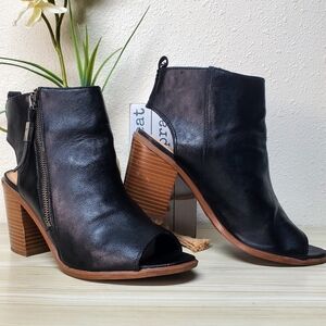 Circus by Sam Edelman Black Open Toe Booties Block Heel Size 10